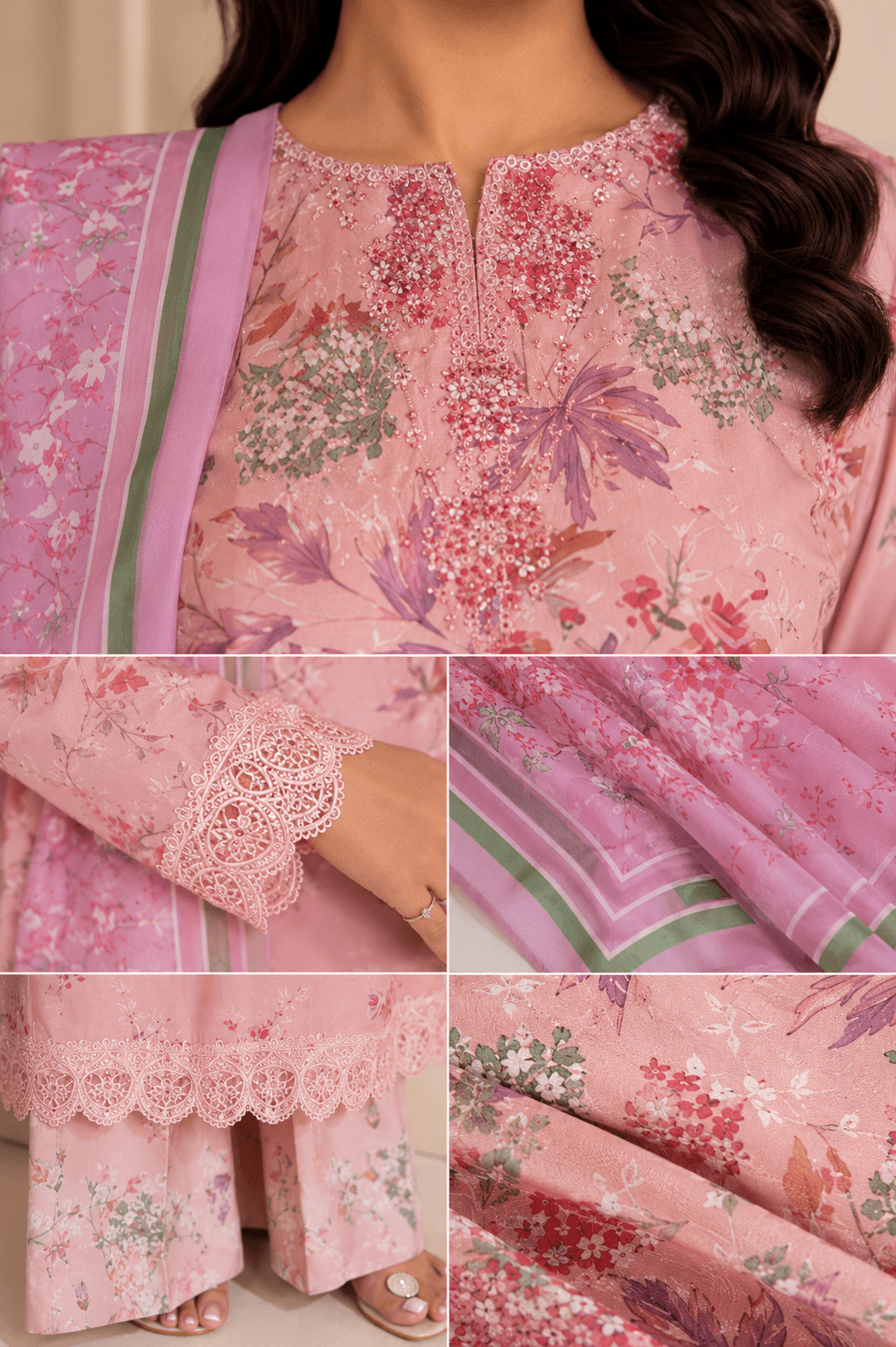 Baroque Blush Garden — 3-Piece Digital Print Suit - Image 4