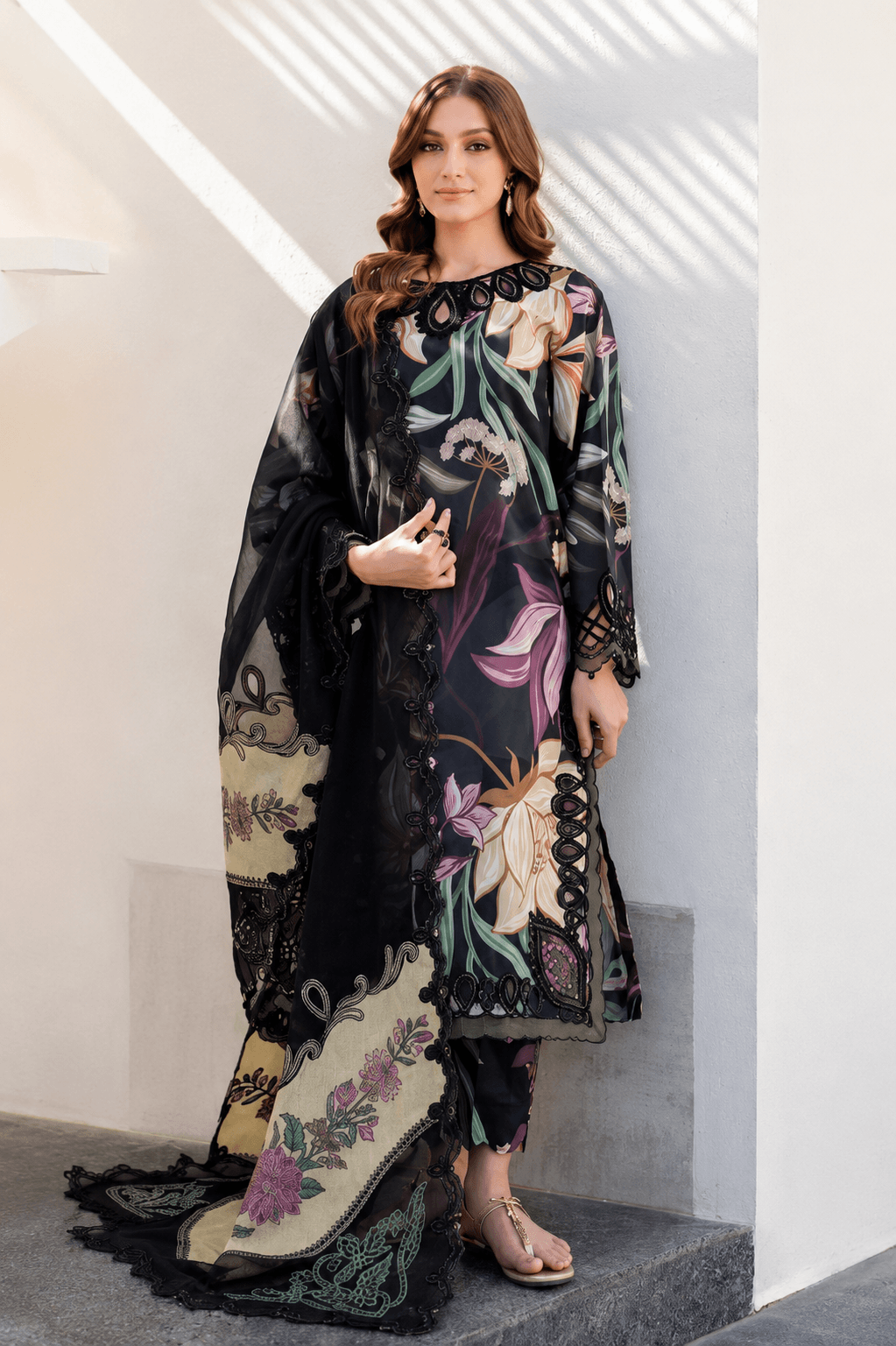 Baroque Midnight Orchid — 3-Piece Digital Print Lawn Suit