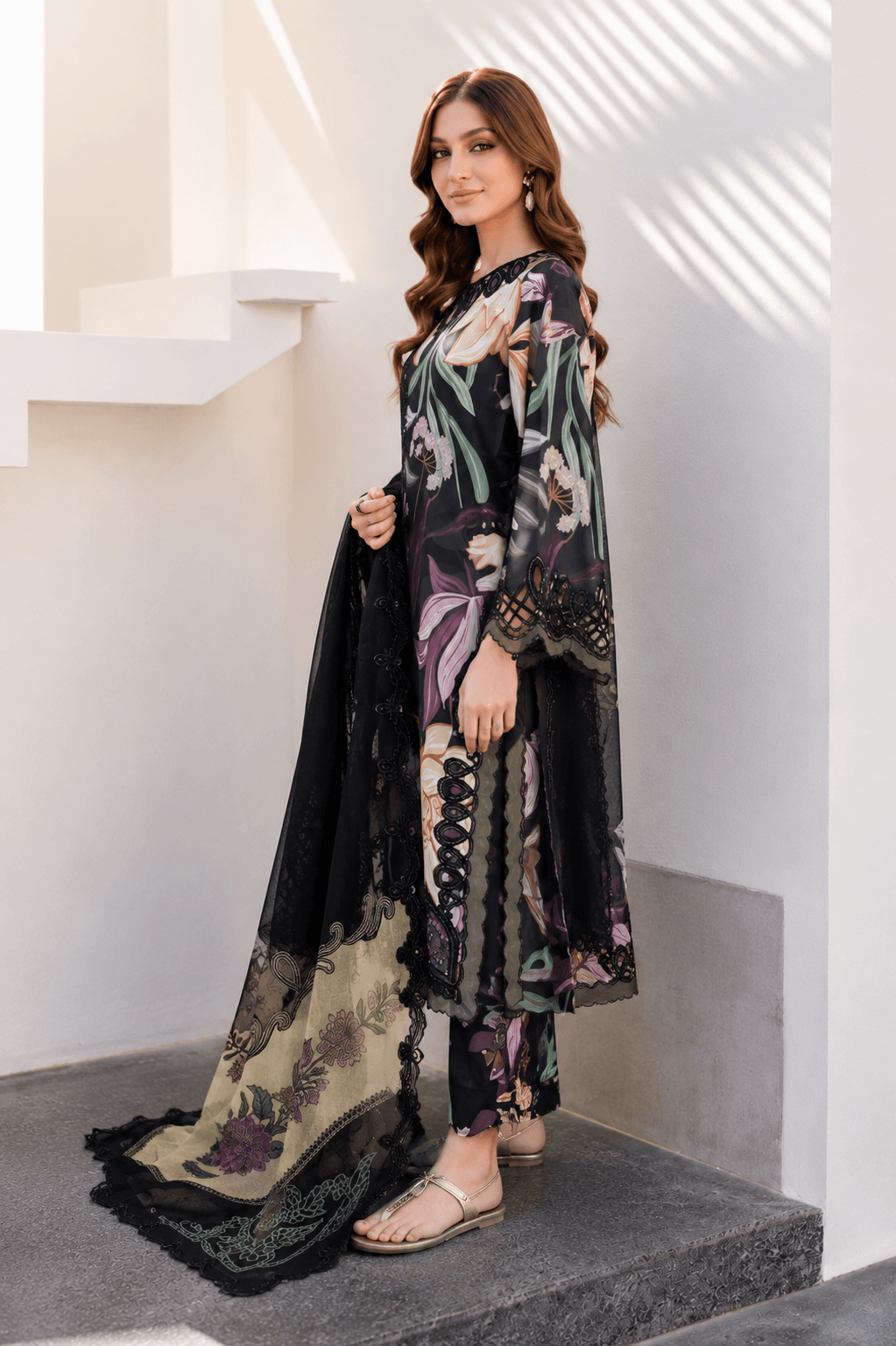 Baroque Midnight Orchid — 3-Piece Digital Print Lawn Suit - Image 2