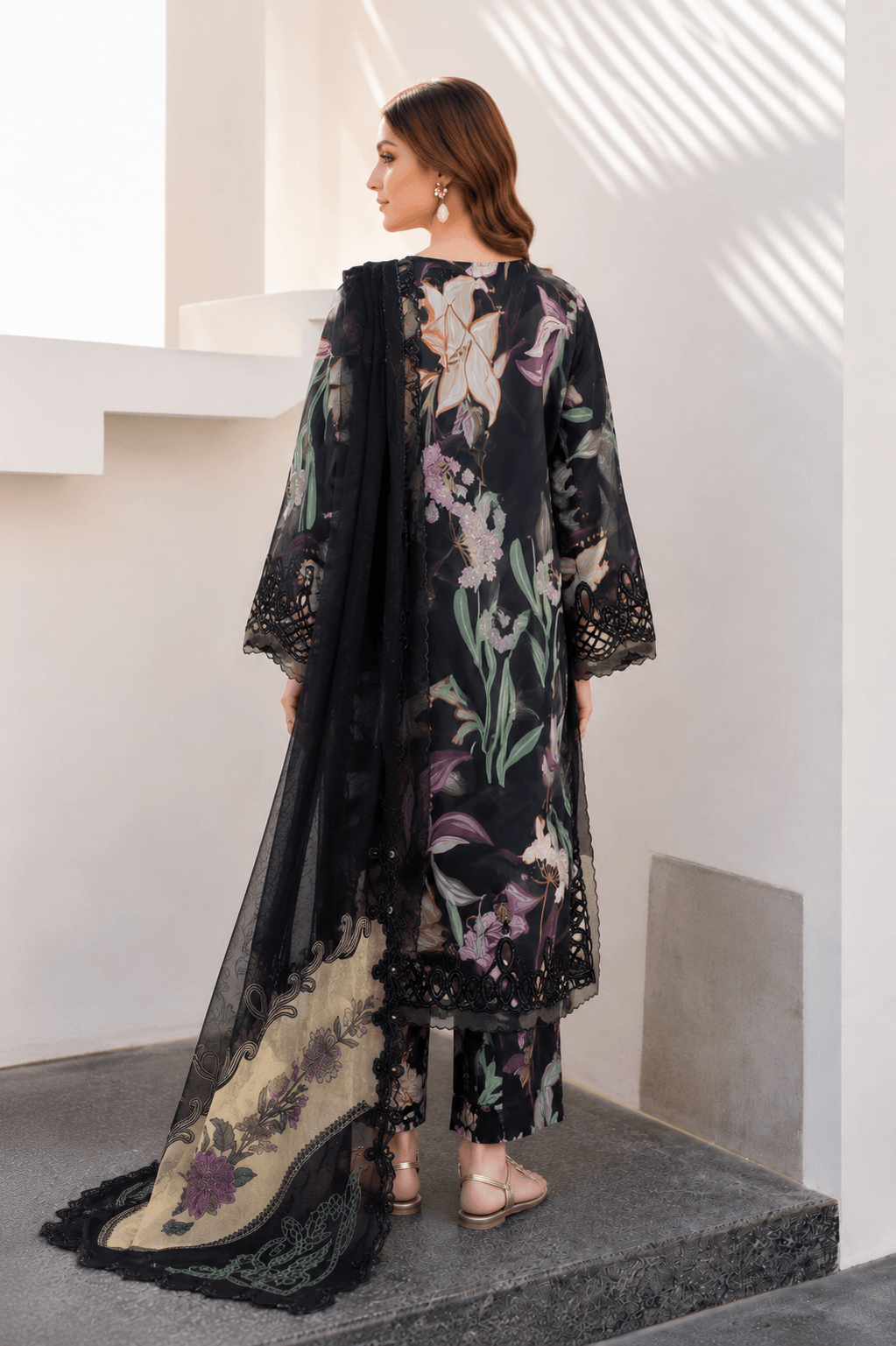 Baroque Midnight Orchid — 3-Piece Digital Print Lawn Suit - Image 3