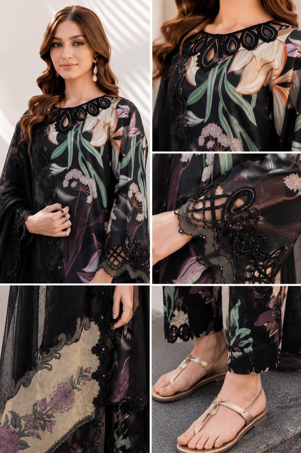 Baroque Midnight Orchid — 3-Piece Digital Print Lawn Suit - Image 4