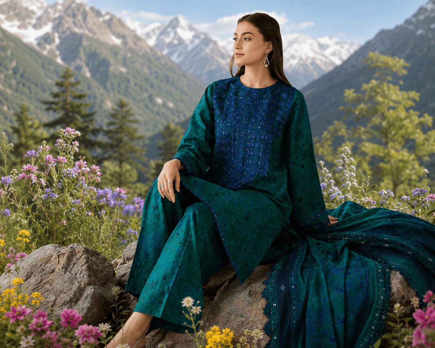 Luxury Baroque Premium Airjet Lawn 3-Piece Suit – Elegant Embroidered Digital Print Collection - Image 4