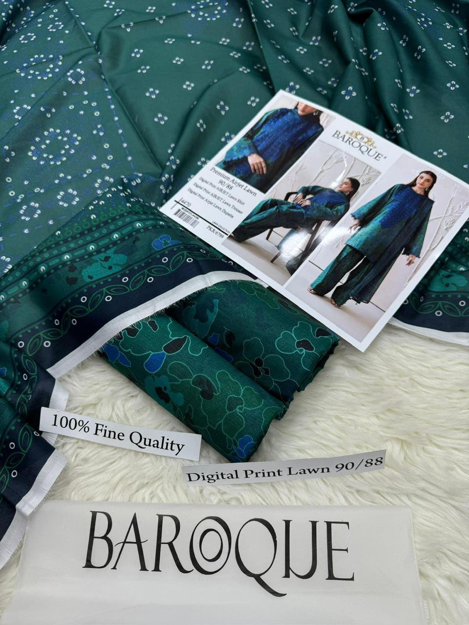 Luxury Baroque Premium Airjet Lawn 3-Piece Suit – Elegant Embroidered Digital Print Collection - Image 3