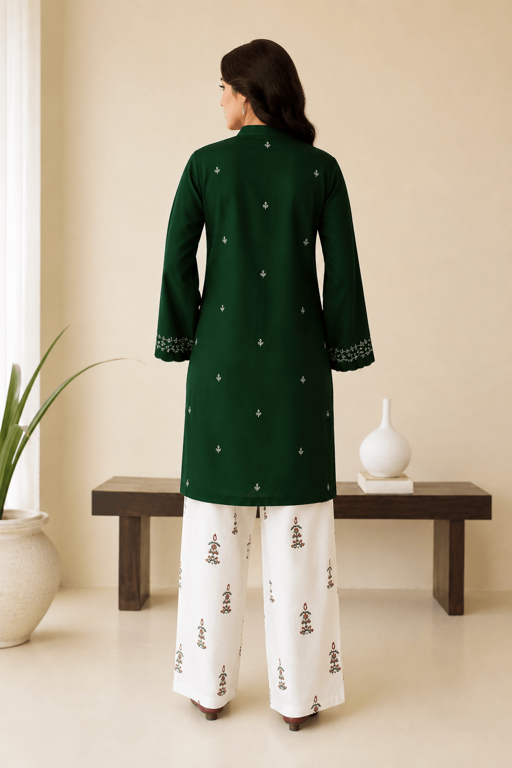 Batik Emerald Grace — 2-Piece Embroidered Lawn Suit - Image 3