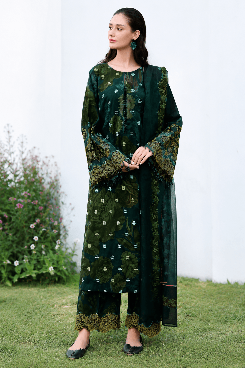 Baroque Forest Emerald — 3-Piece Digital Print Lawn Suit