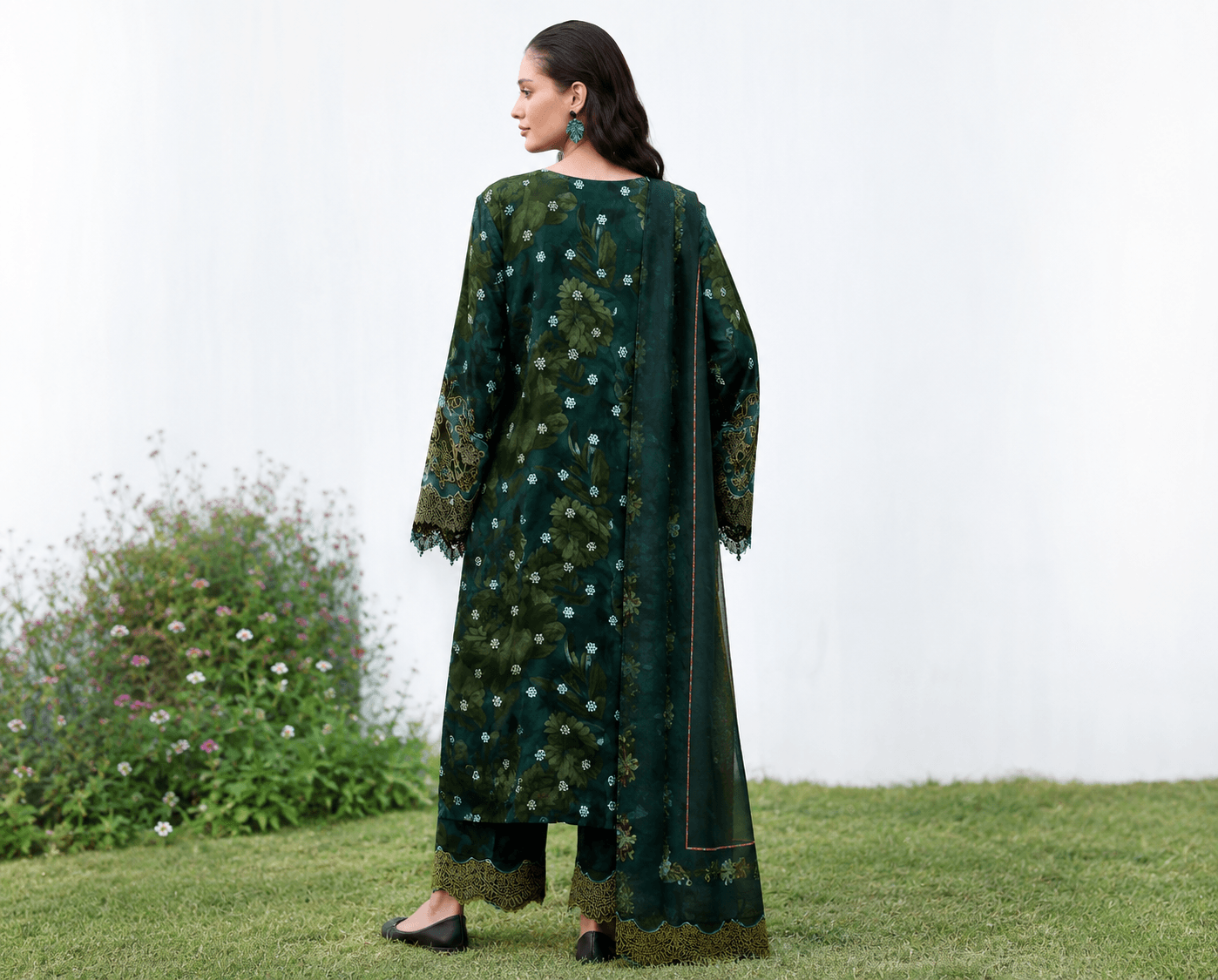 Baroque Forest Emerald — 3-Piece Digital Print Lawn Suit - Image 3