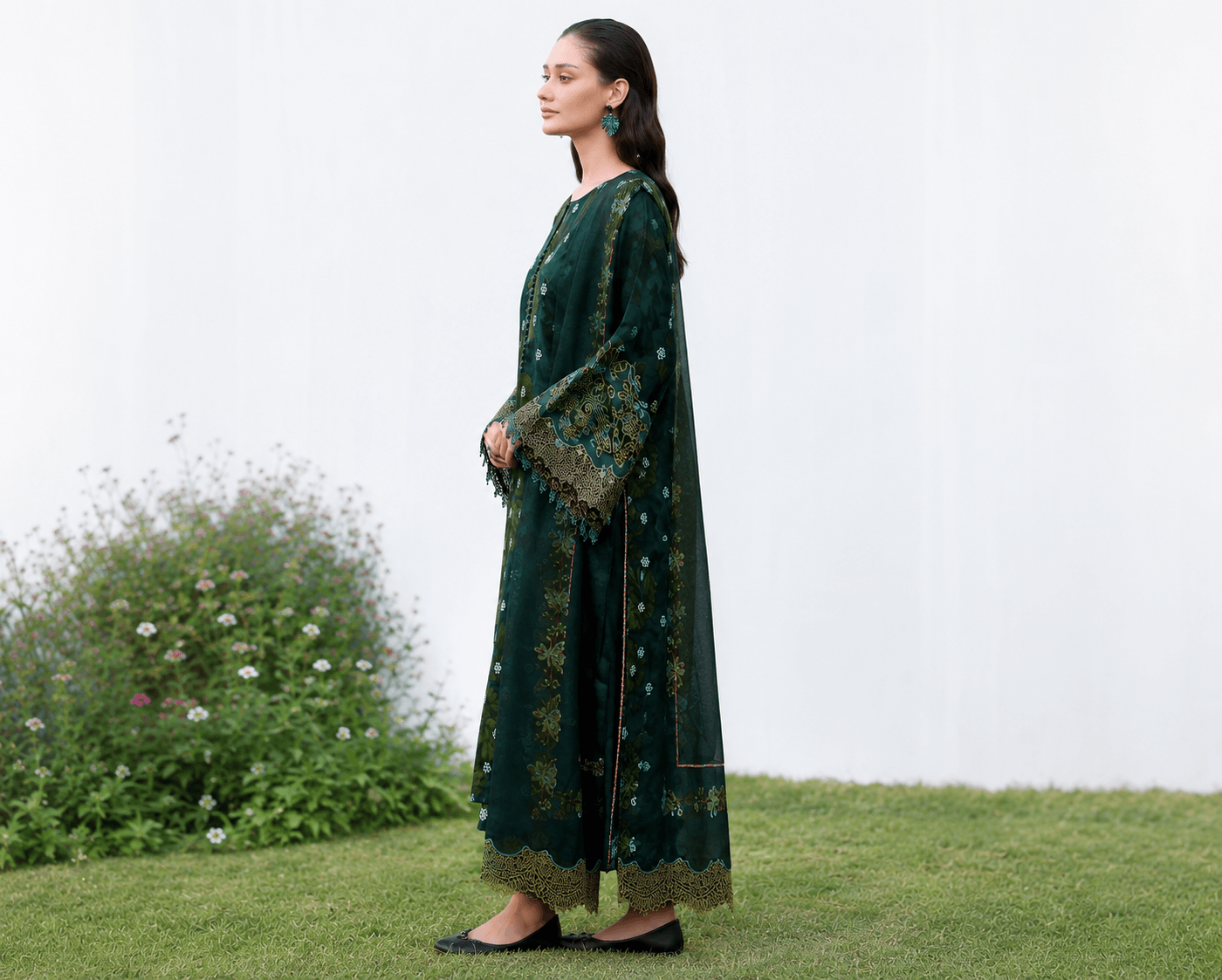 Baroque Forest Emerald — 3-Piece Digital Print Lawn Suit - Image 2