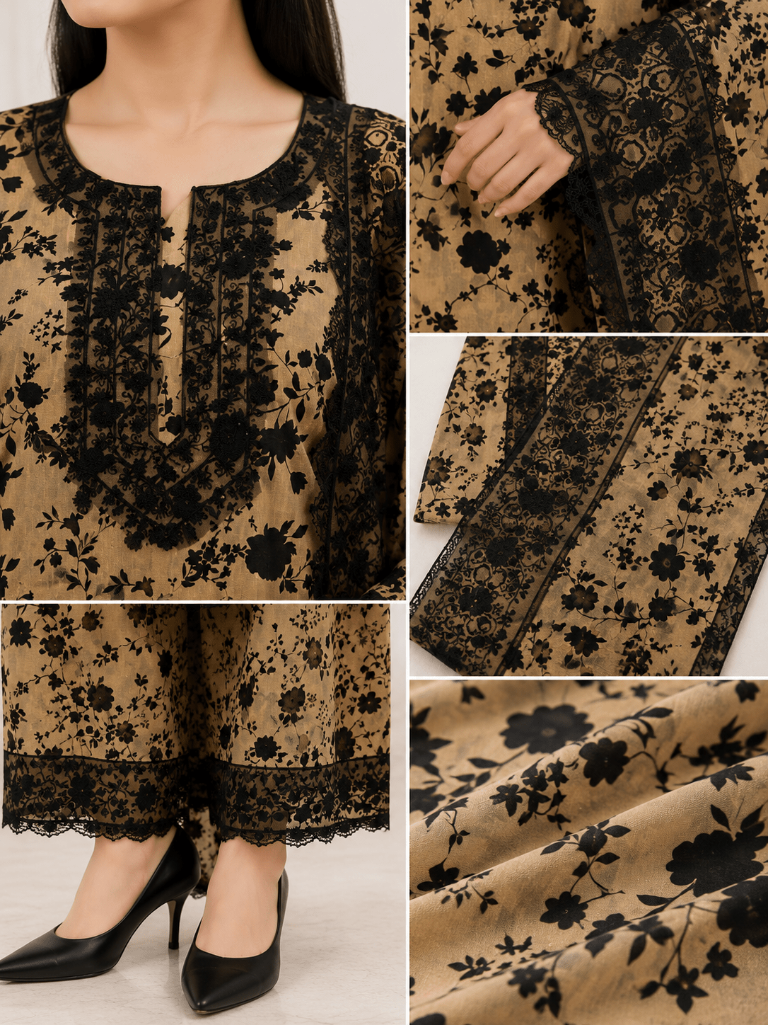 Aneela's Midnight Noir 3-Piece Digital Print Lawn Suit - Image 4