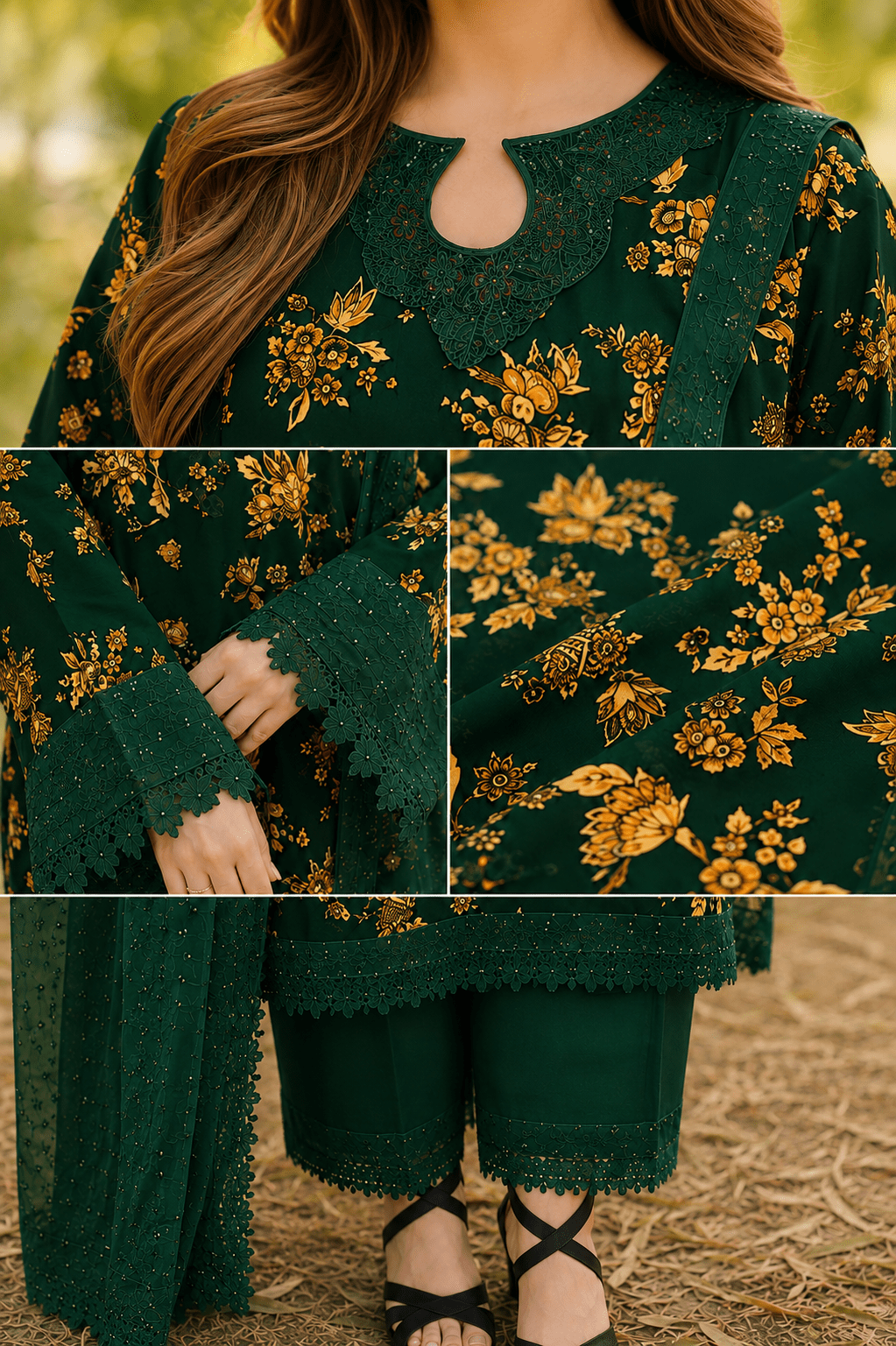Aneela’s – Digital Print Airjet Lawn 3-Piece Suit with Chiffon Dupatta - Image 4