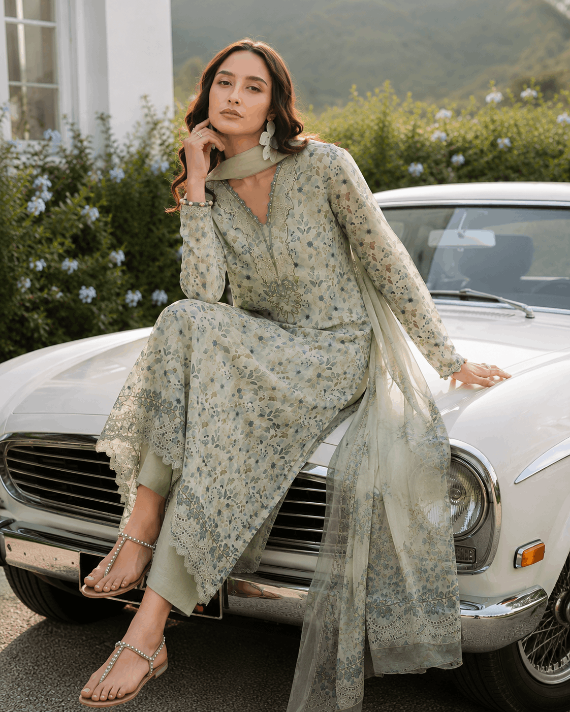 IZEL Embroidered Printed Lawn 3-Piece Suit - Image 3