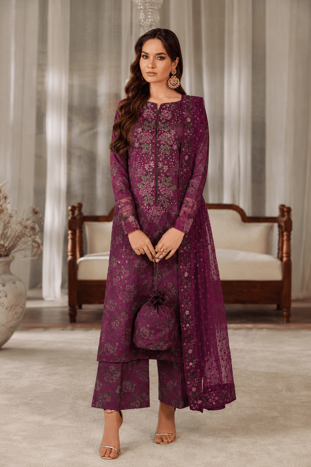Iznik Imperial Plum — 3-Piece Digital Print Lawn Suit