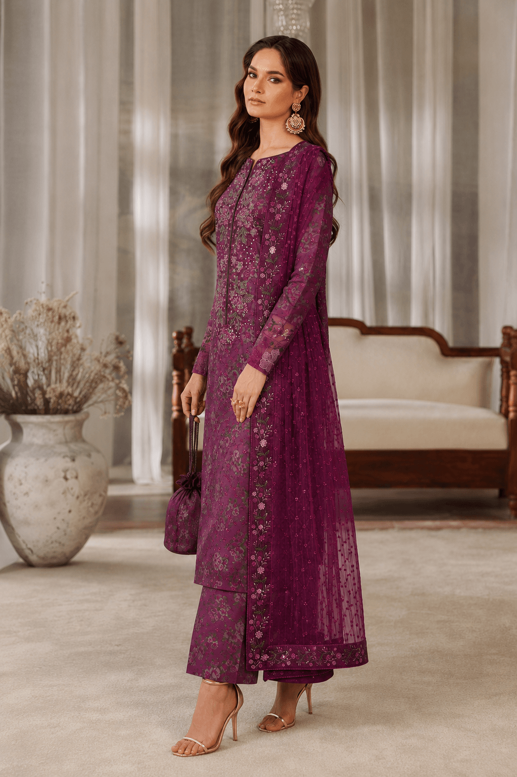 Iznik Imperial Plum — 3-Piece Digital Print Lawn Suit - Image 2