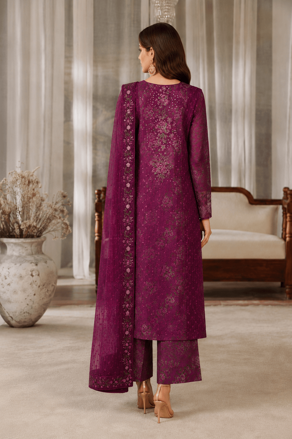 Iznik Imperial Plum — 3-Piece Digital Print Lawn Suit - Image 3