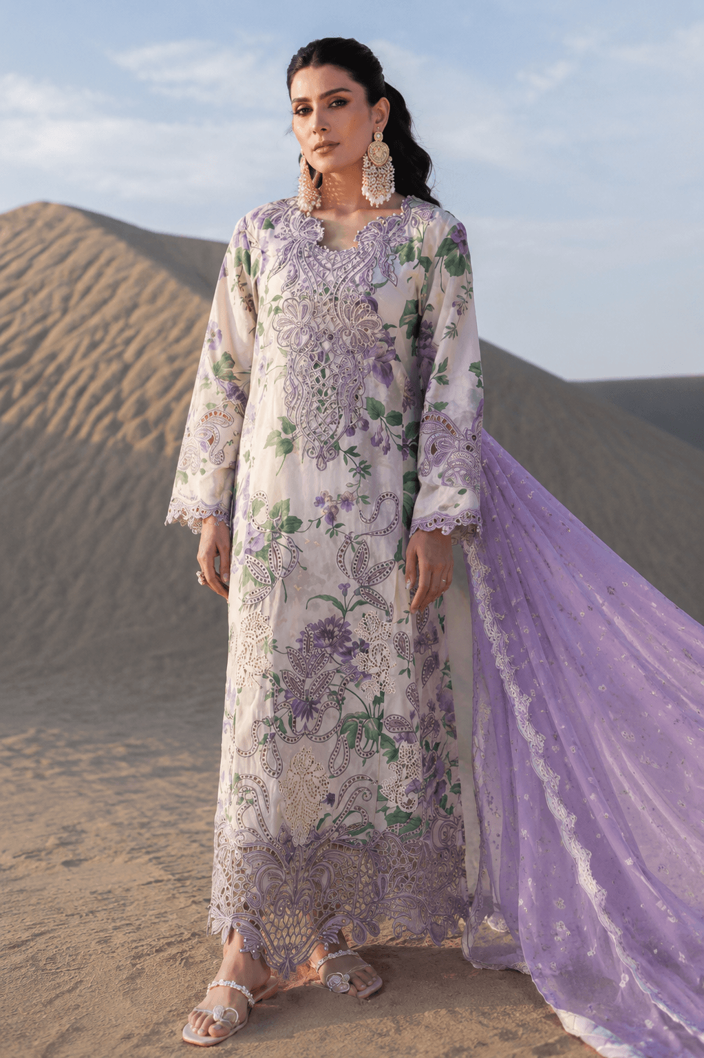 Nuréh Lavender Blossom — 3-Piece Digital Print Lawn Suit
