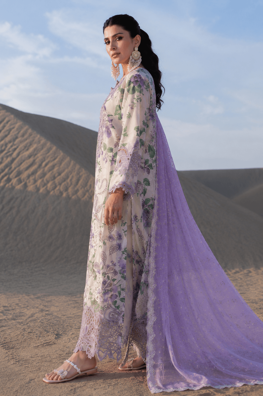 Nuréh Lavender Blossom — 3-Piece Digital Print Lawn Suit - Image 2