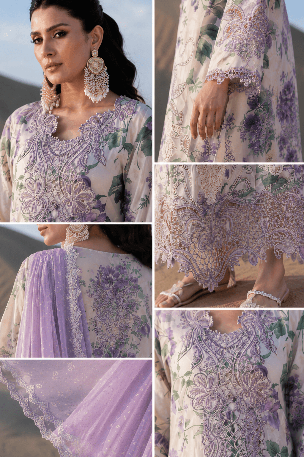 Nuréh Lavender Blossom — 3-Piece Digital Print Lawn Suit - Image 4
