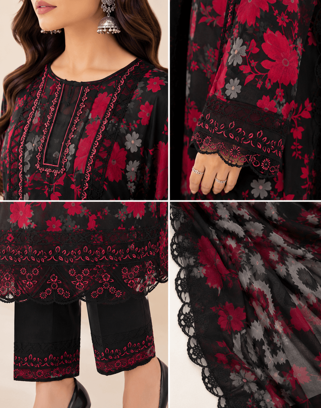 Ramsha Crimson Noir — Unstitched 3-Piece Printed Lawn Suit - Image 4