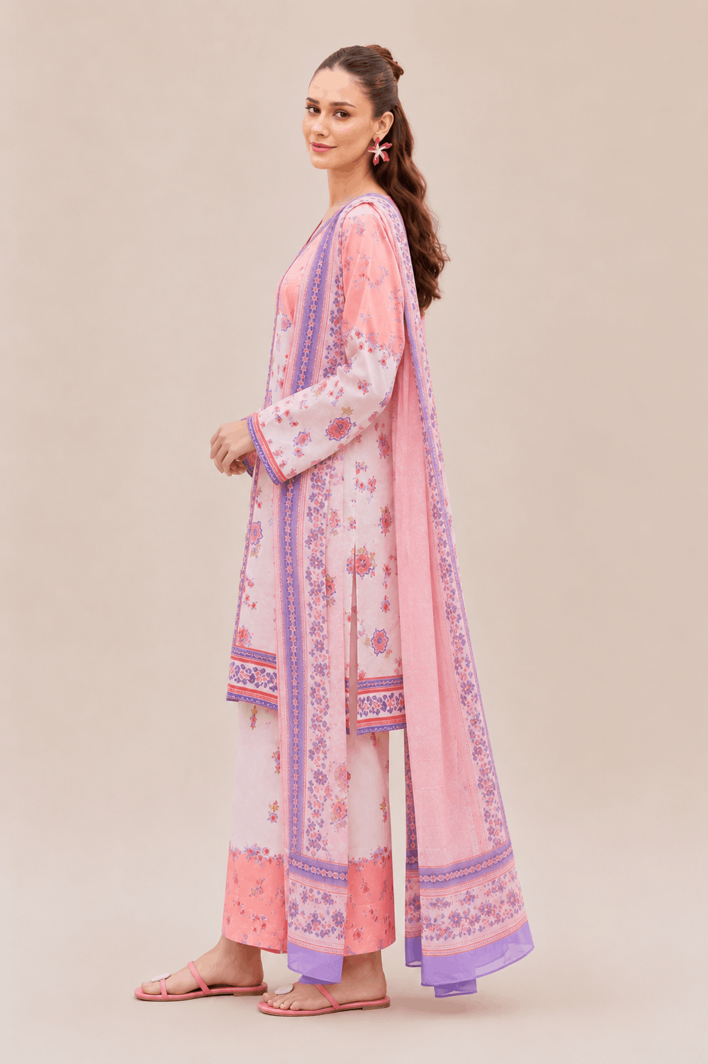 Farasha Blush Flora 3-Piece Unstitched Lawn Suit - Image 2