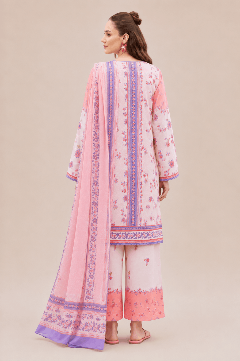 Farasha Blush Flora 3-Piece Unstitched Lawn Suit - Image 4