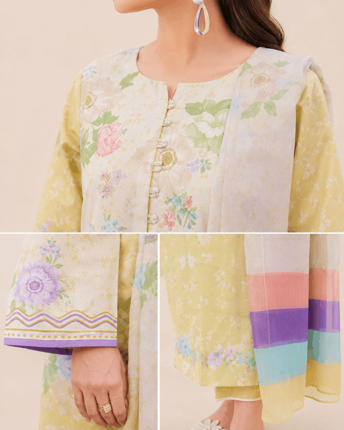 Farasha Meadow Bloom 3-Piece Unstitched Lawn Suit - Image 4