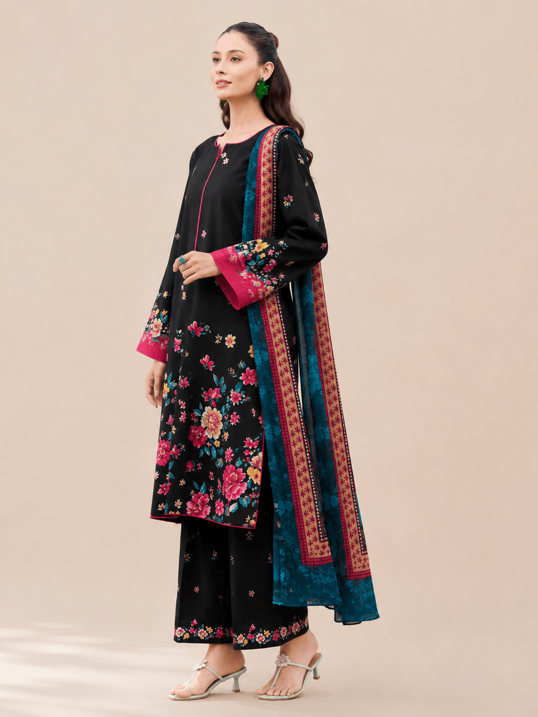 Farasha Midnight Floral 3-Piece Unstitched Lawn Suit - Image 2