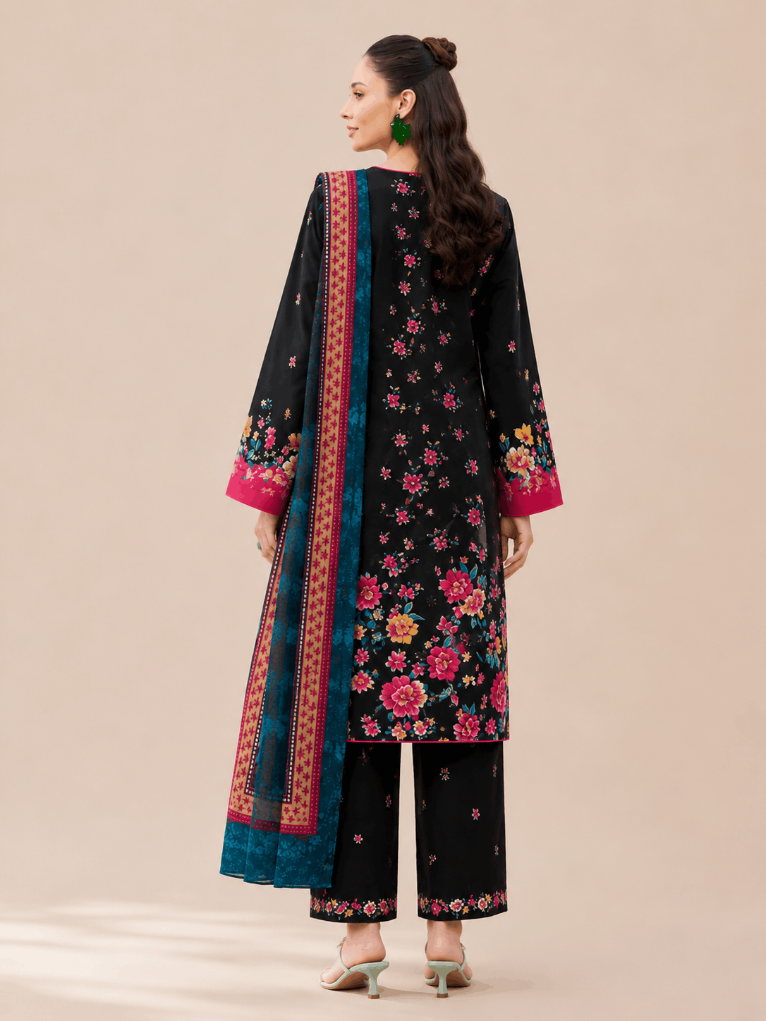 Farasha Midnight Floral 3-Piece Unstitched Lawn Suit - Image 3