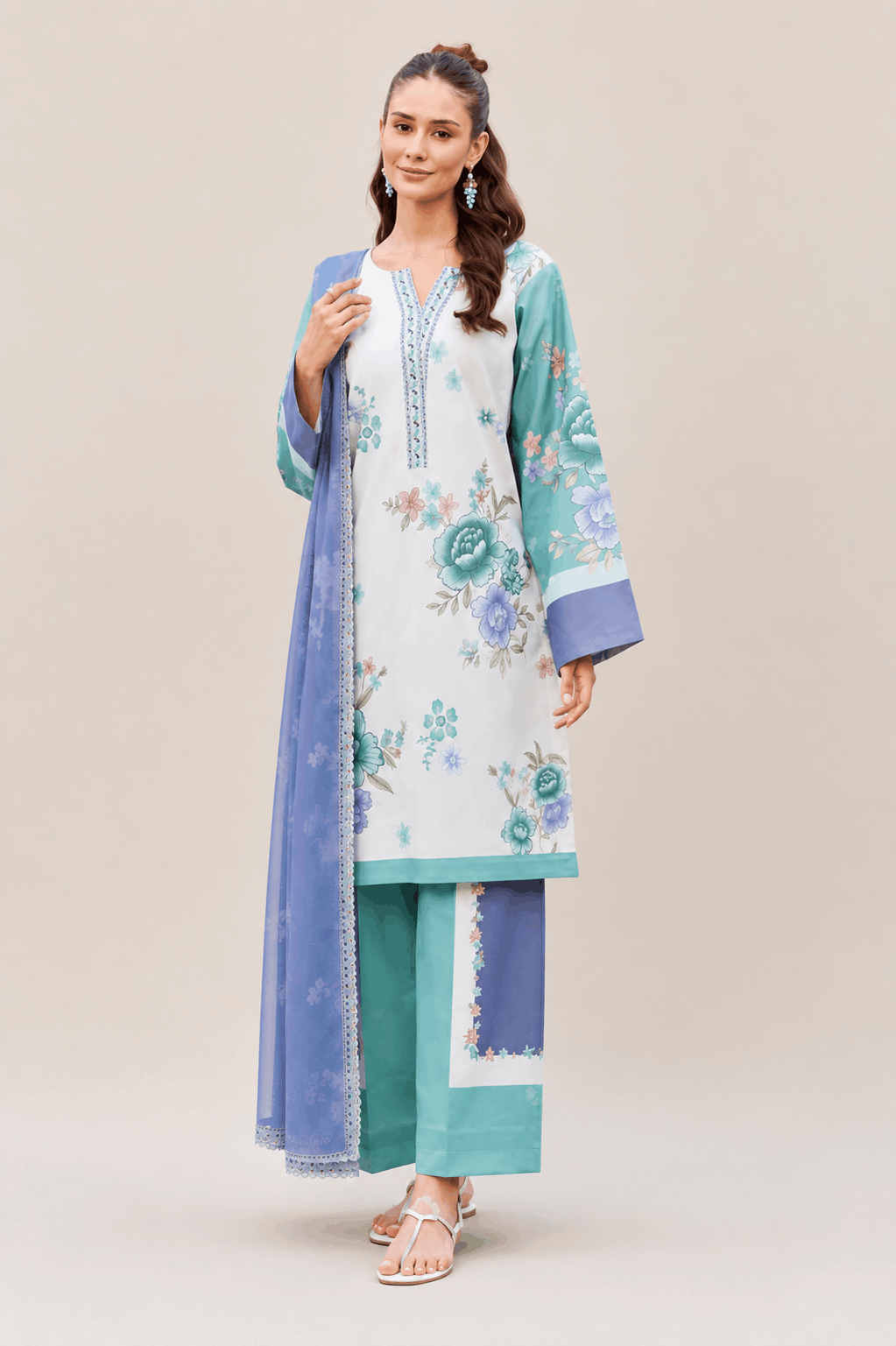 Farasha Ocean Breeze 3-Piece Unstitched Lawn Suit