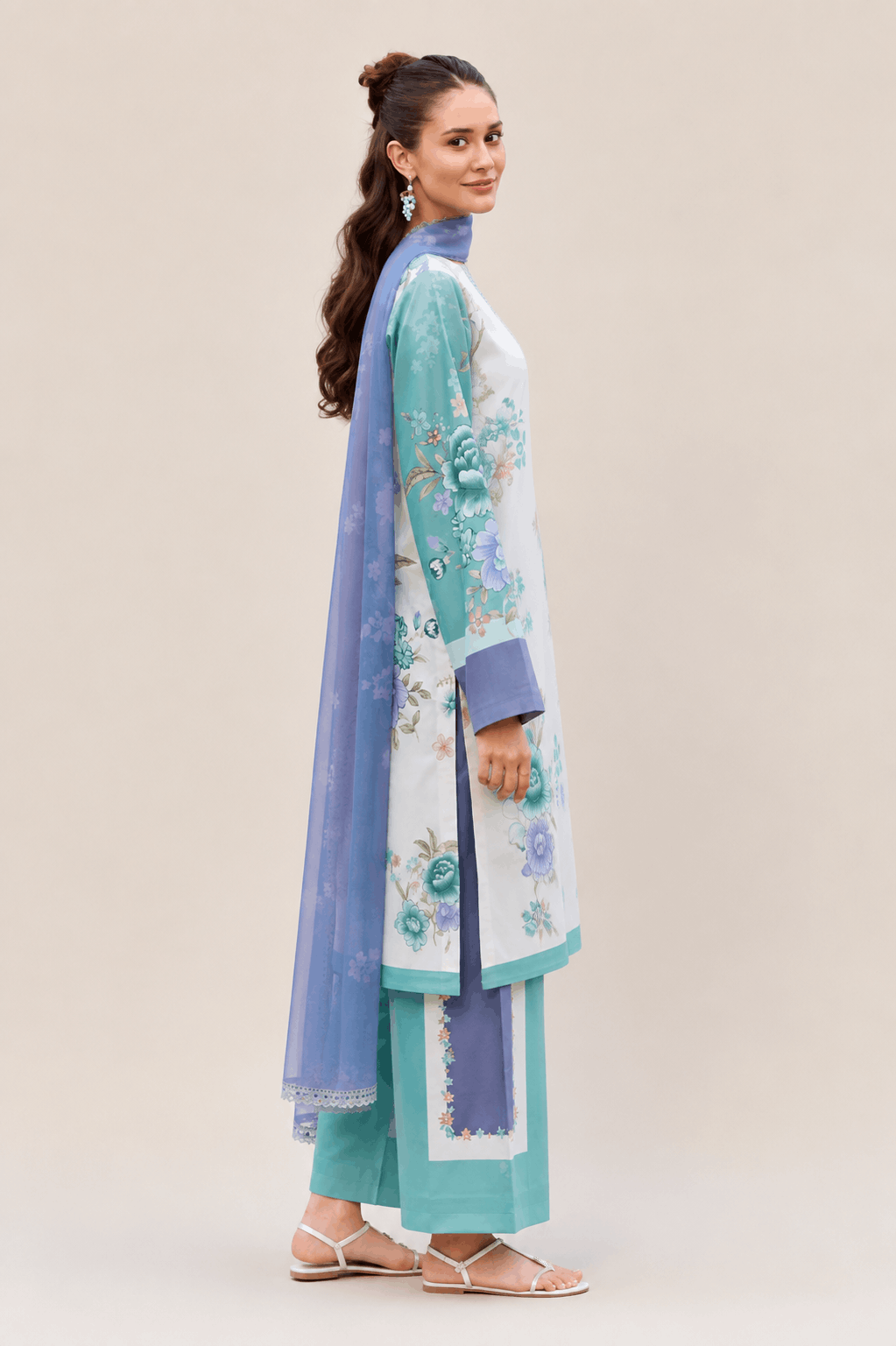 Farasha Ocean Breeze 3-Piece Unstitched Lawn Suit - Image 2