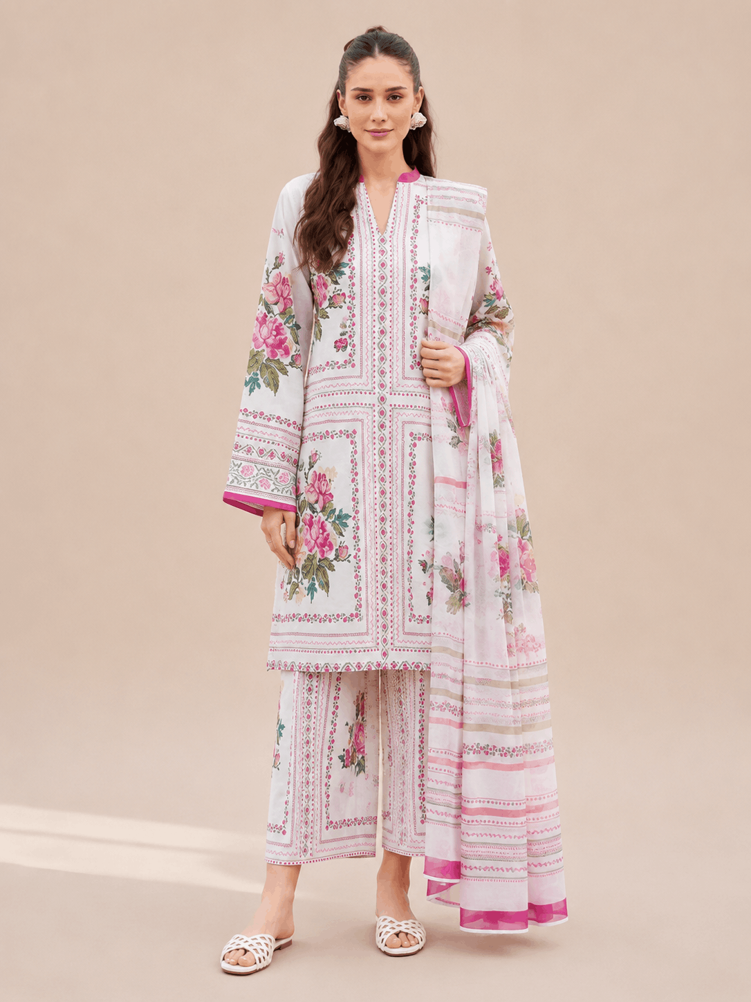 Farasha Rose Elegance 3-Piece Unstitched Lawn Suit
