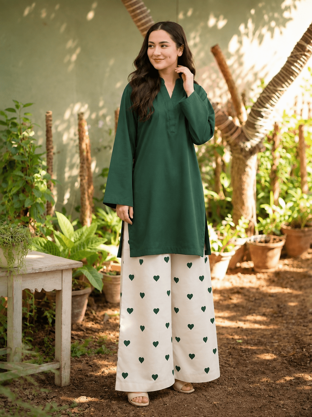 Heart Embroidered Lawn Co-Ord Set