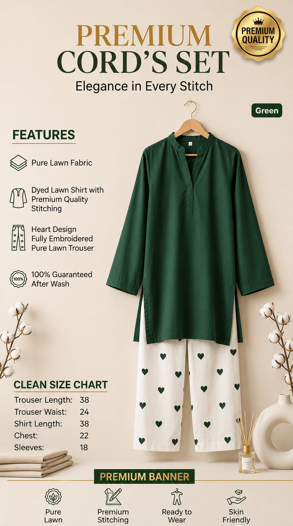 Heart Embroidered Lawn Co-Ord Set - Image 4