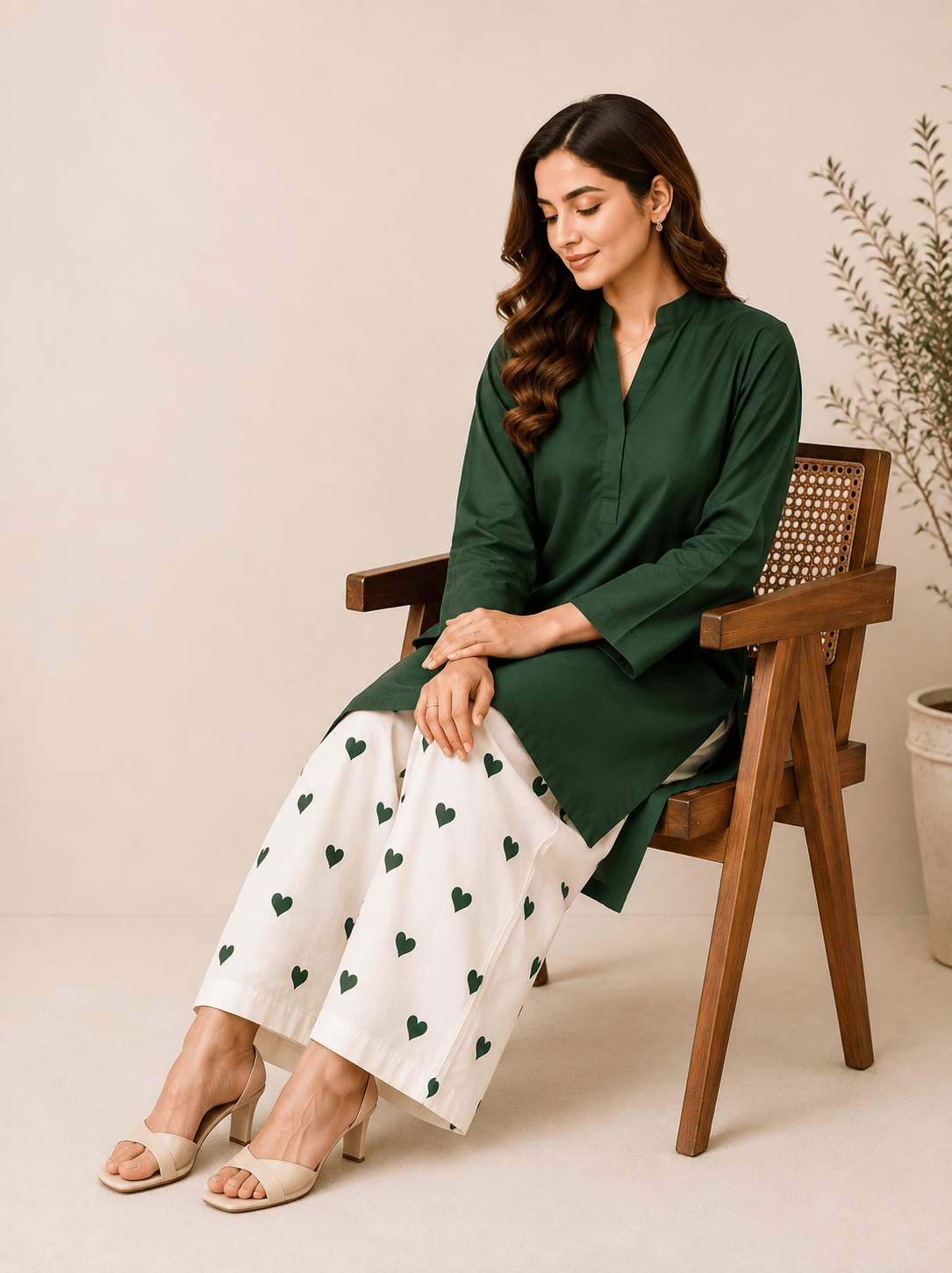 Heart Embroidered Lawn Co-Ord Set - Image 2